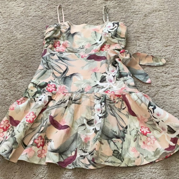 Guess Ruffled Pink and Cream Midi Sundress - Picture 1 of 3